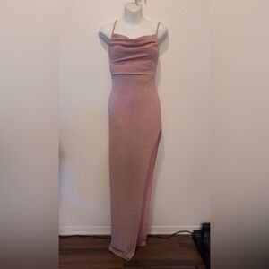 Windsor Rose Sparkle Maxi Dress with High Side Slit